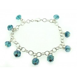 Aqua Aura Sterling Silver Charm Bracelet